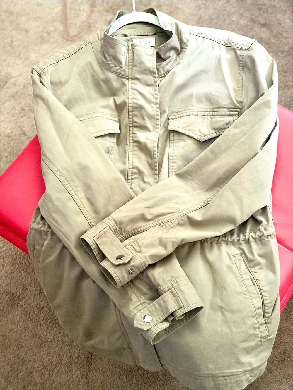 Style & Co. Olive Green Drawstring Utility Jacket NWOT. - Picture 6 of 8